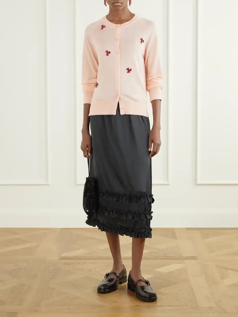 Simone Rocha Crystal-embellished Wool And Silk-blend Cardigan - Pink | Thumbnail 2