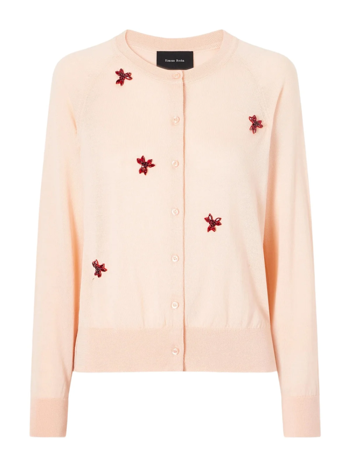Simone Rocha Crystal-embellished Wool And Silk-blend Cardigan - Pink