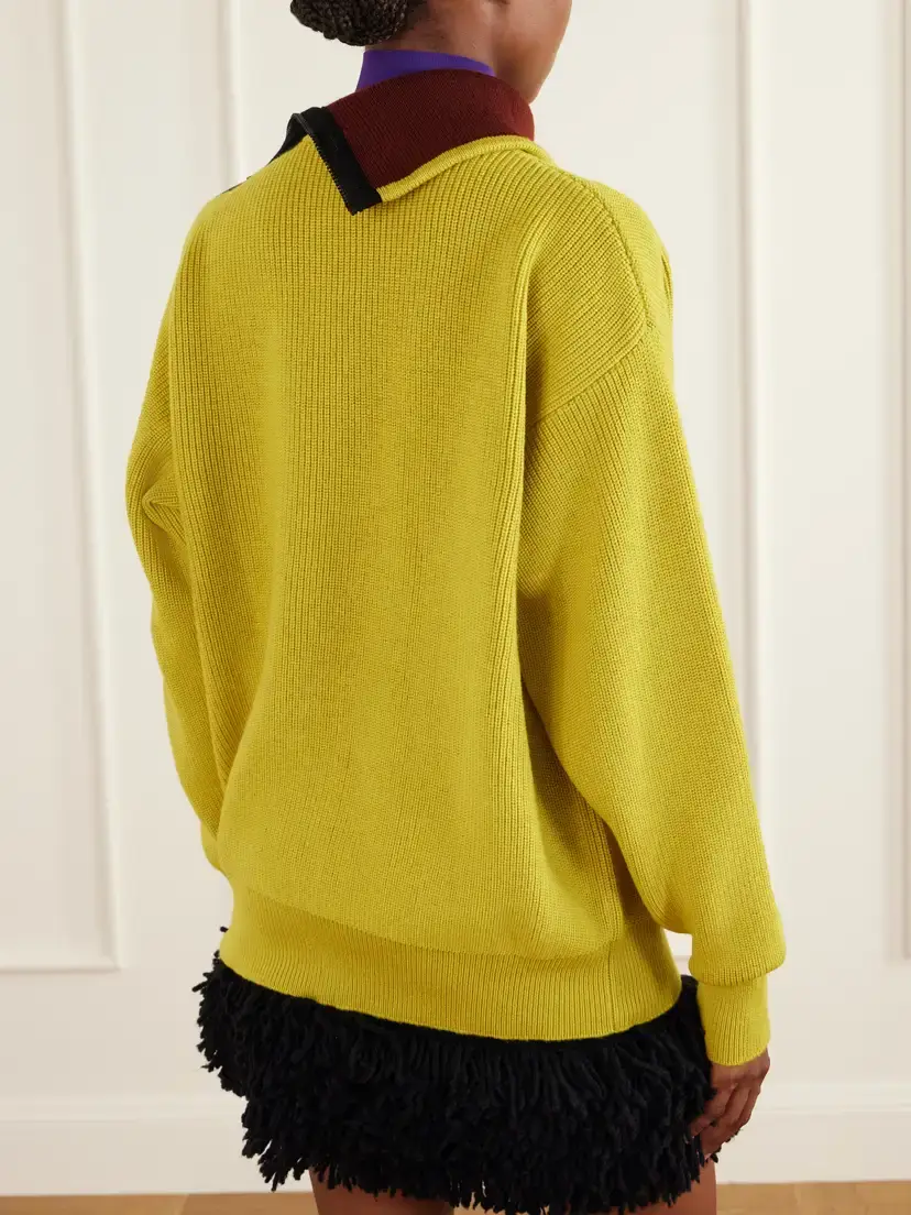 Loewe Zip-detailed Leather-trimmed Ribbed Wool-blend Turtleneck Sweater | Thumbnail 4 Loewe Zip-detailed Leather-trimmed Ribbed Wool-blend Turtleneck Sweater | Thumbnail 4