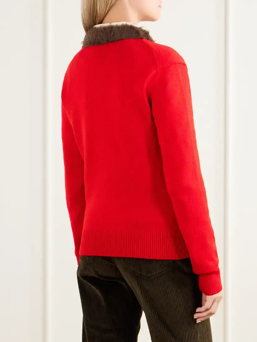 Loewe Plush-trimmed Ribbed Wool Sweater | Thumbnail 4 Loewe Plush-trimmed Ribbed Wool Sweater | Thumbnail 4