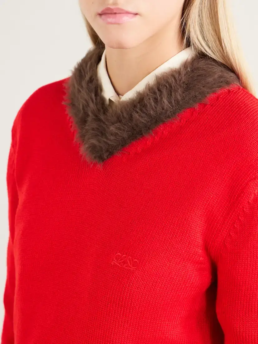 Loewe Plush-trimmed Ribbed Wool Sweater | Thumbnail 5 Loewe Plush-trimmed Ribbed Wool Sweater | Thumbnail 5