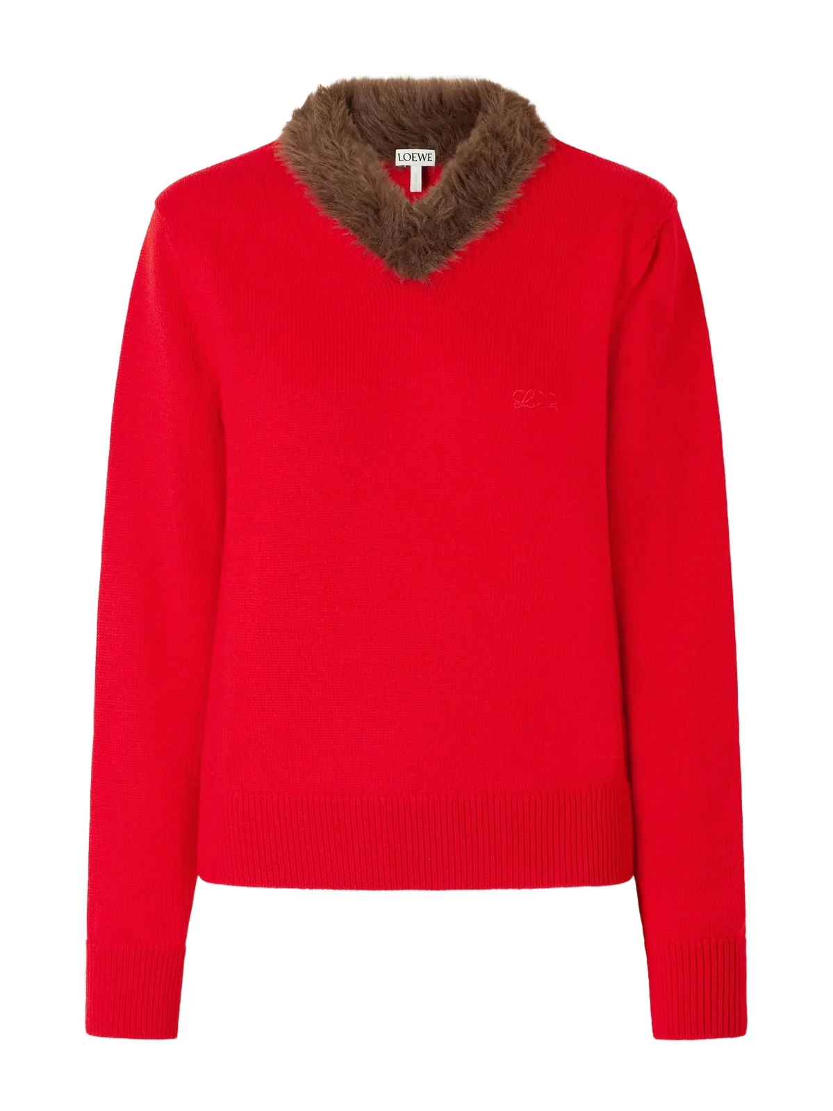 Loewe Plush-trimmed Ribbed Wool Sweater