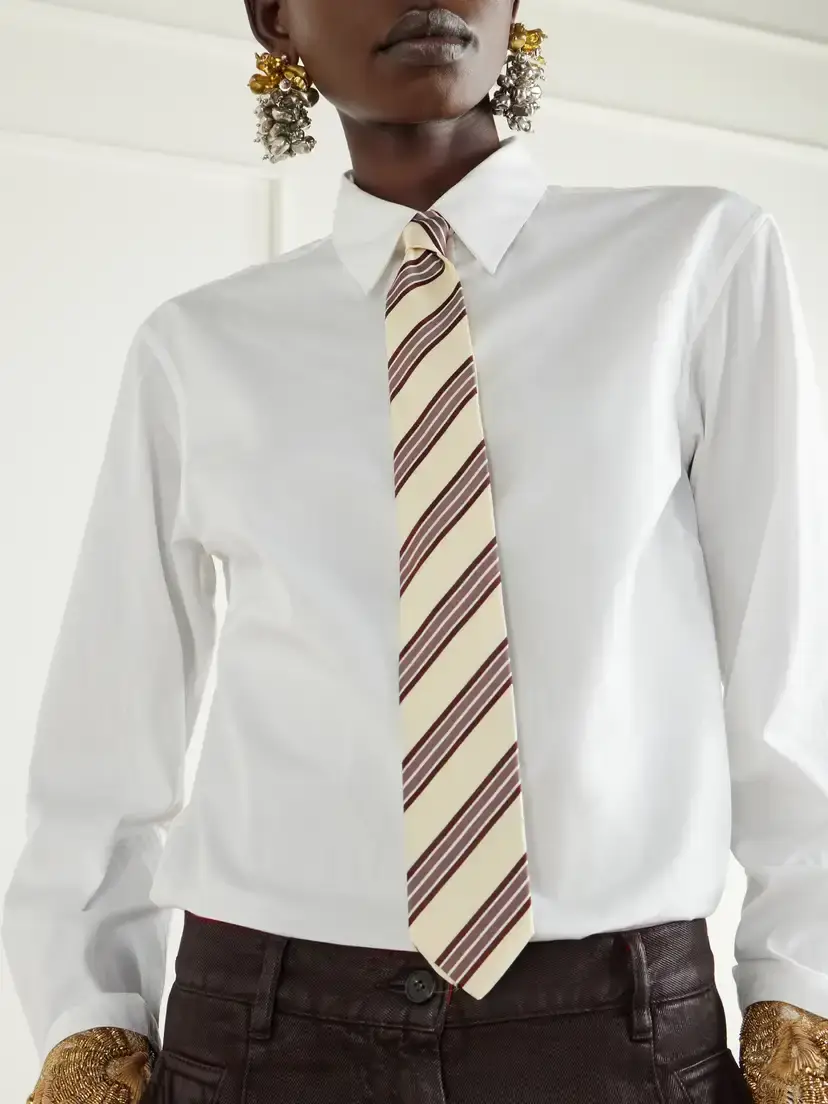 Dries Van Noten Striped Silk-jacquard Tie | Thumbnail 3