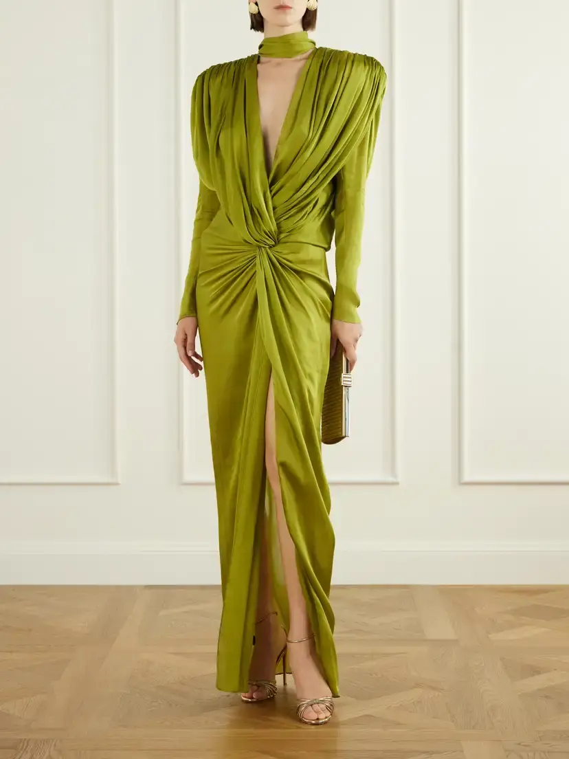 Balmain Draped Silk-charmeuse Maxi Dress | Thumbnail 2 Balmain Draped Silk-charmeuse Maxi Dress | Thumbnail 2