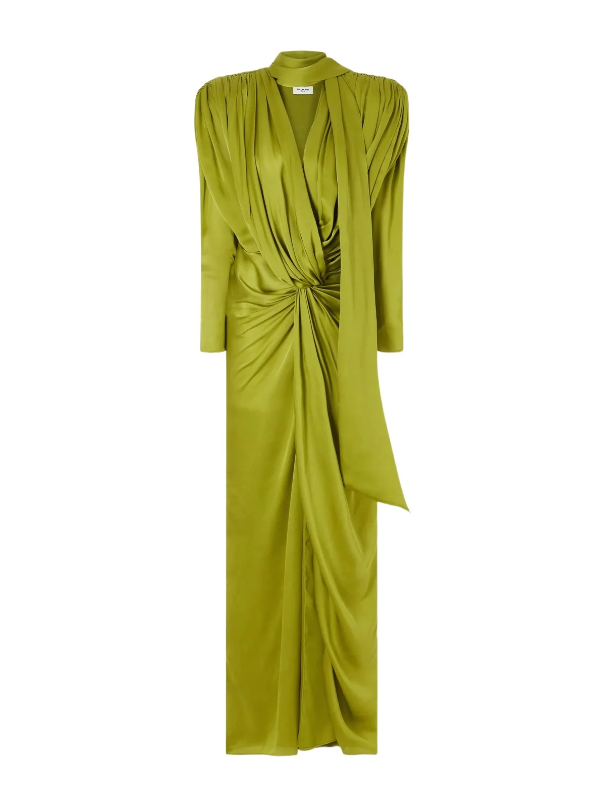 Balmain Draped Silk-charmeuse Maxi Dress