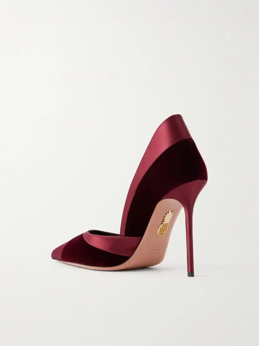 Aquazzura Shadow 105 Satin-trimmed Velvet Pumps | Thumbnail 3 Aquazzura Shadow 105 Satin-trimmed Velvet Pumps | Thumbnail 3