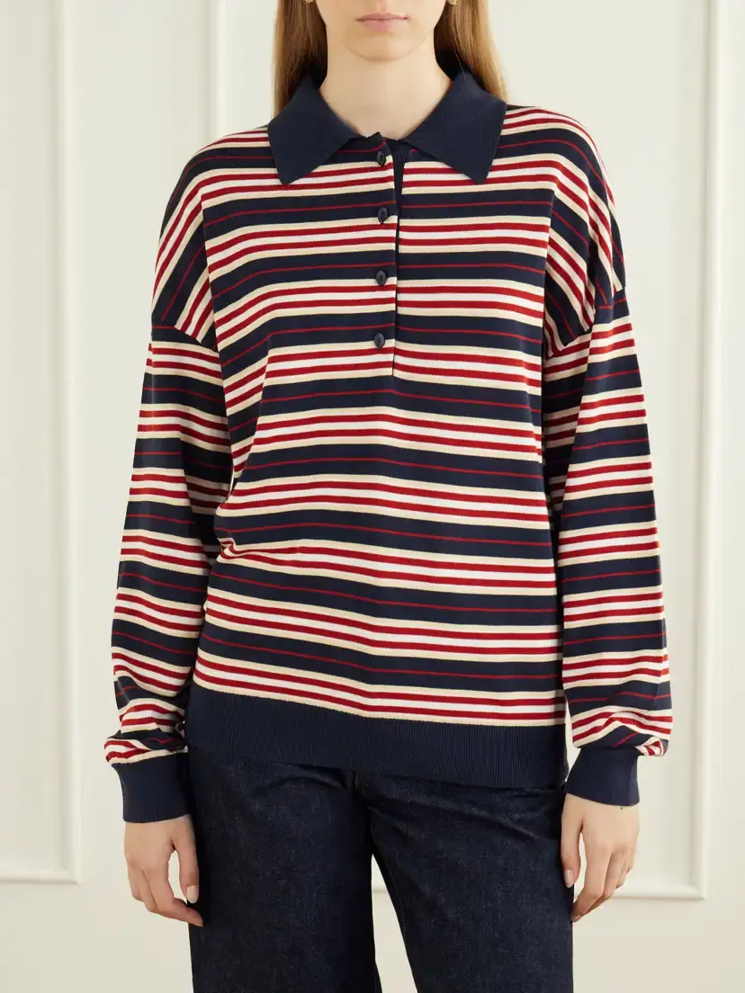 Faithfull Harlow Striped Knitted Polo Shirt | Thumbnail 3 Faithfull Harlow Striped Knitted Polo Shirt | Thumbnail 3