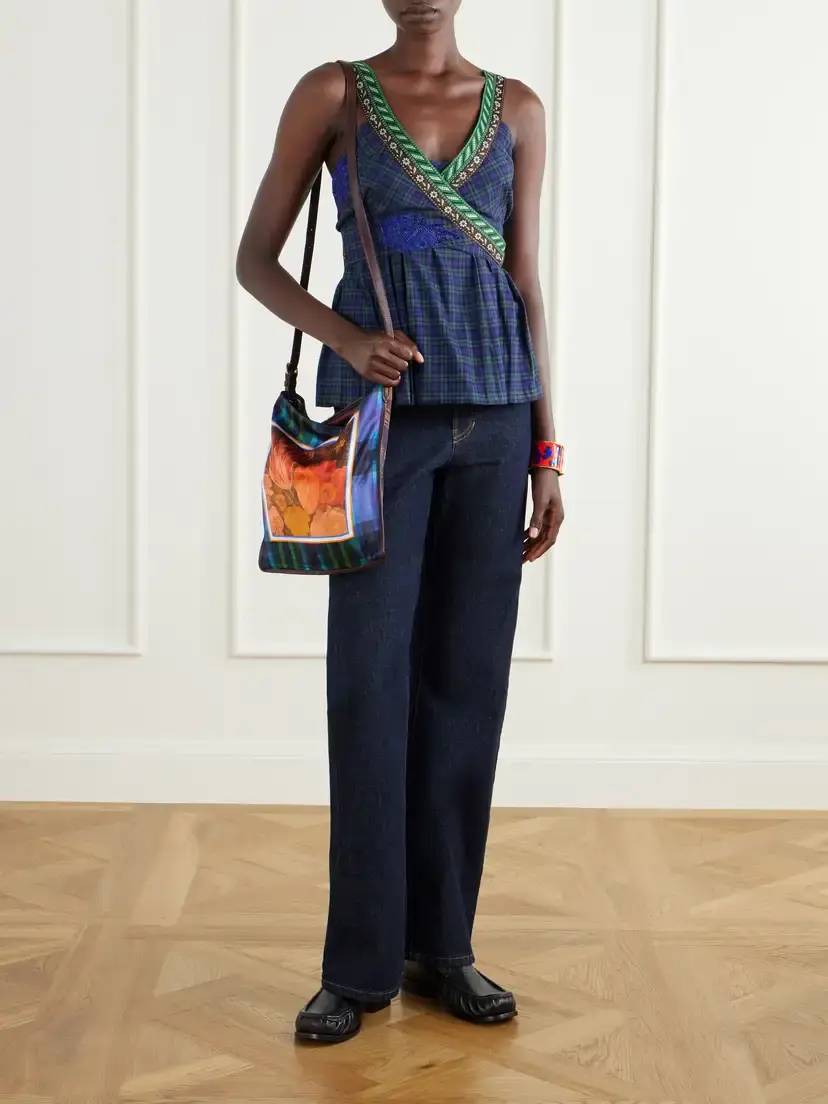 Dries Van Noten Embellished Wrap Checked Cotton Top | Thumbnail 2 Dries Van Noten Embellished Wrap Checked Cotton Top | Thumbnail 2