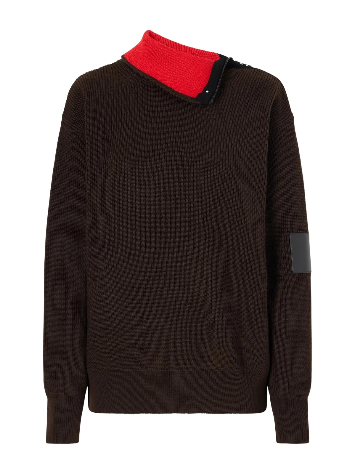 Loewe Zip-detailed Leather-trimmed Ribbed Wool-blend Turtleneck