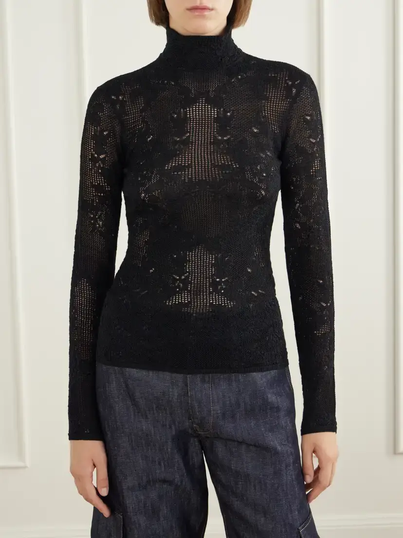 Gabriela Hearst Waite Crocheted Silk And Wool-blend Top - Black | Thumbnail 3 Gabriela Hearst Waite Crocheted Silk And Wool-blend Top - Black | Thumbnail 3