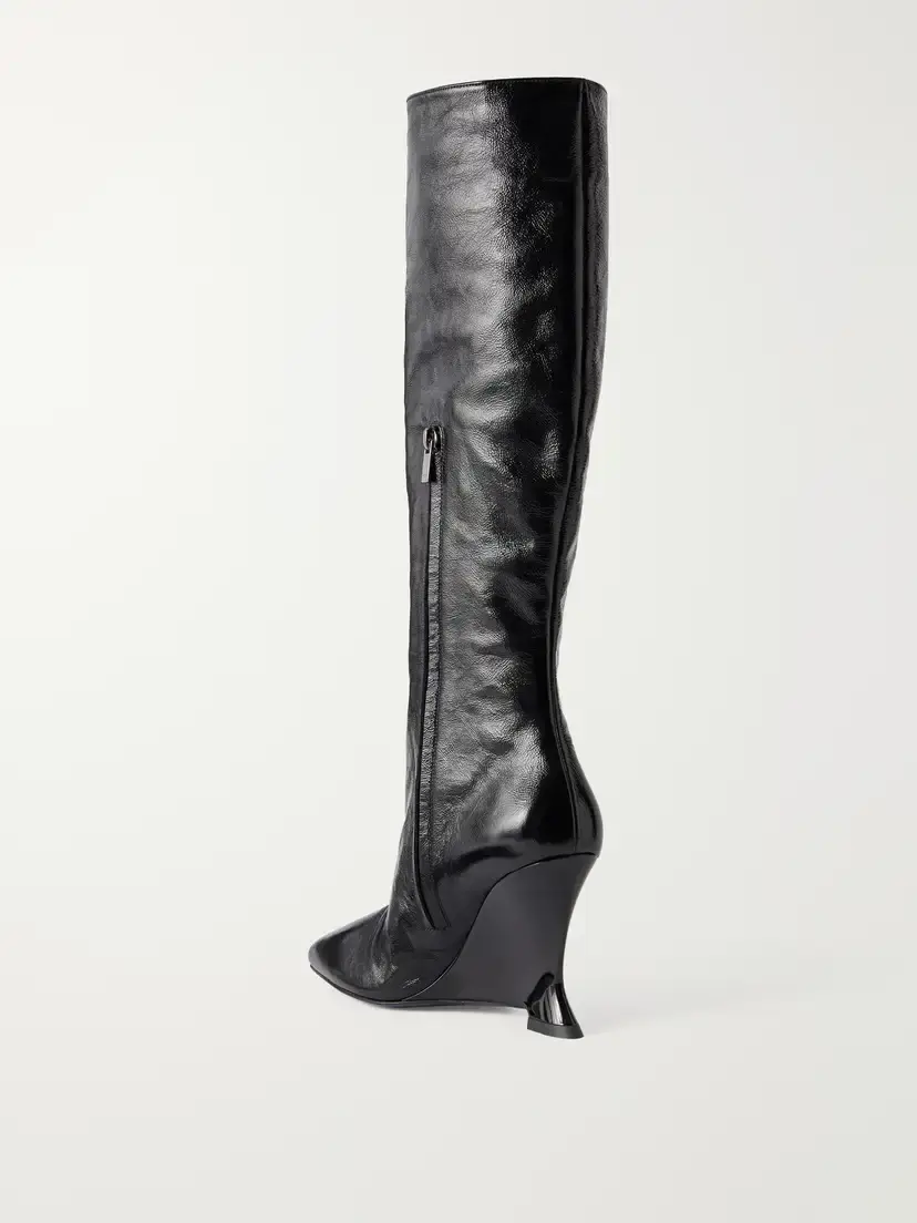 Balmain Crinkled-leather Knee Boots | Thumbnail 3