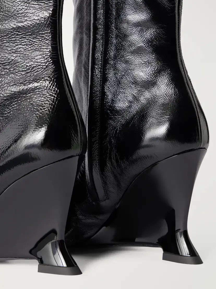 Balmain Crinkled-leather Knee Boots | Thumbnail 5