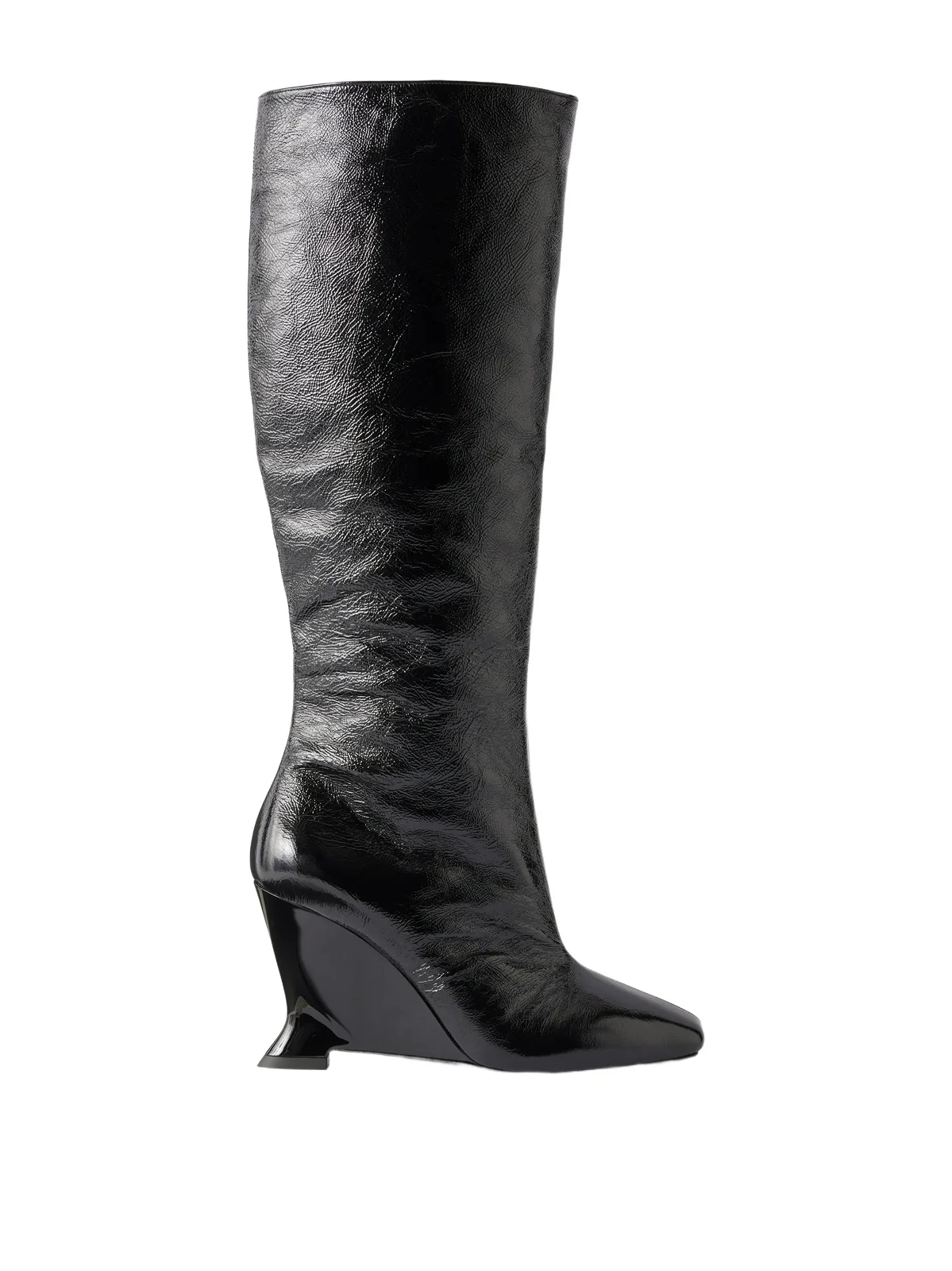 Balmain Crinkled-leather Knee Boots