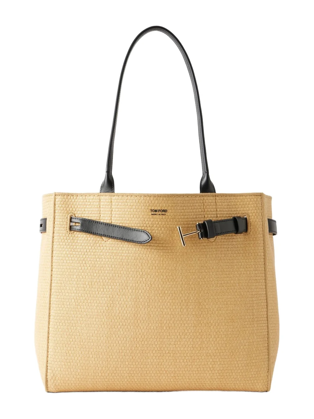 Tom Ford Audrey Logo-print Leather-trimmed Raffia Tote