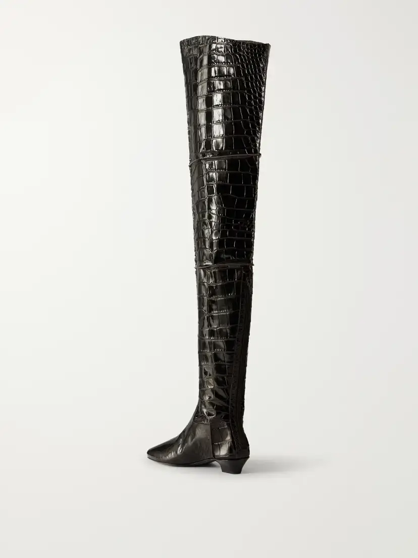 Magda Butrym Paneled Croc-effect Leather Over-the-knee Boots | Thumbnail 3 Magda Butrym Paneled Croc-effect Leather Over-the-knee Boots | Thumbnail 3