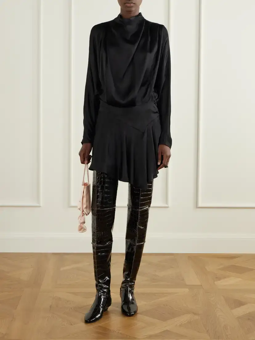 Magda Butrym Paneled Croc-effect Leather Over-the-knee Boots | Thumbnail 4 Magda Butrym Paneled Croc-effect Leather Over-the-knee Boots | Thumbnail 4