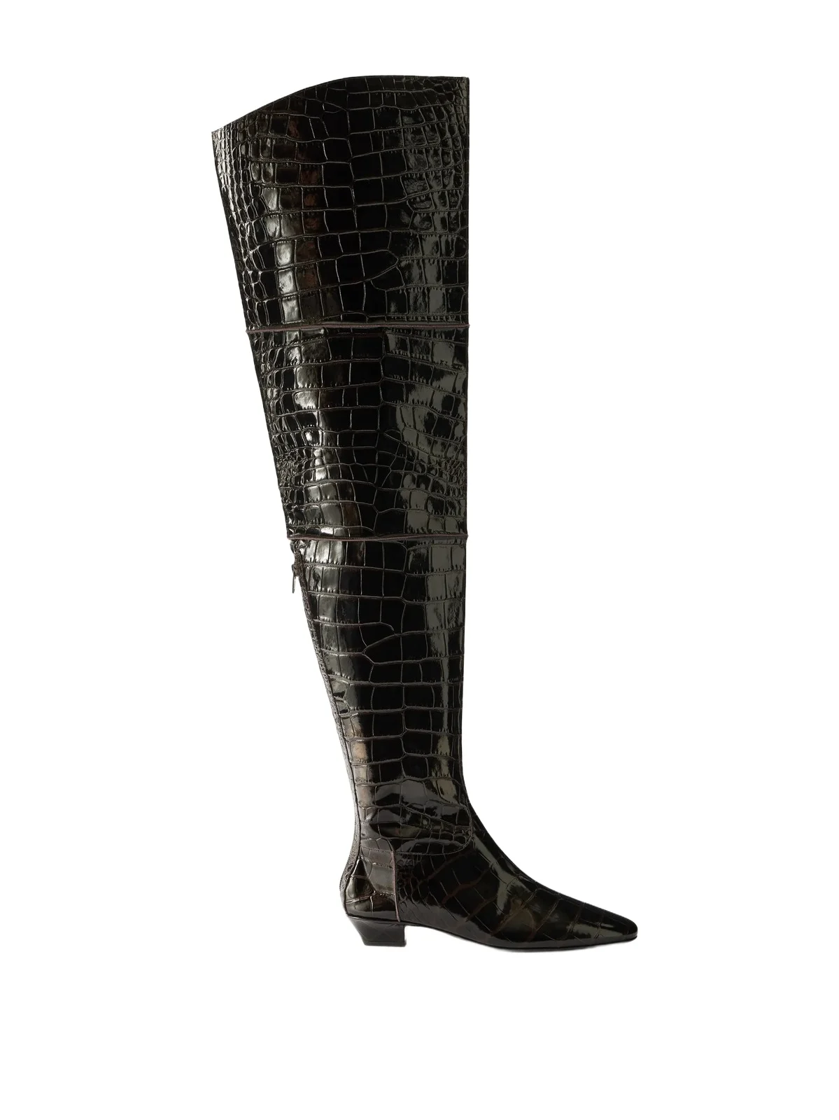 Magda Butrym Paneled Croc-effect Leather Over-the-knee Boots