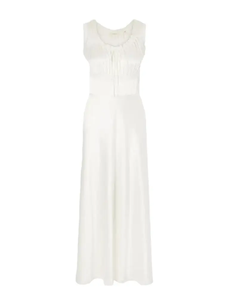 Adalie Lace-trimmed Gathered Silk-satin Midi Dress Adalie Lace-trimmed Gathered Silk-satin Midi Dress