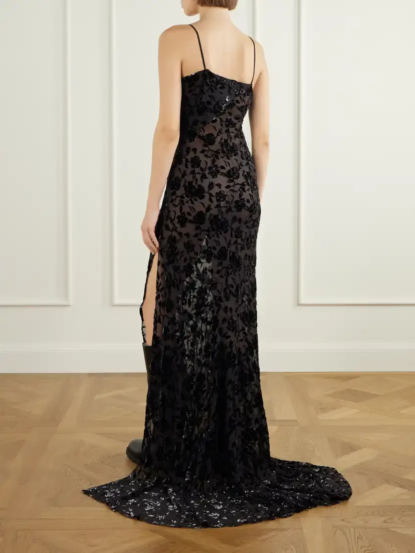 Ann Demeulemeester Aaricia Asymmetric Velvet-devoré Tulle Maxi Dress | Thumbnail 3