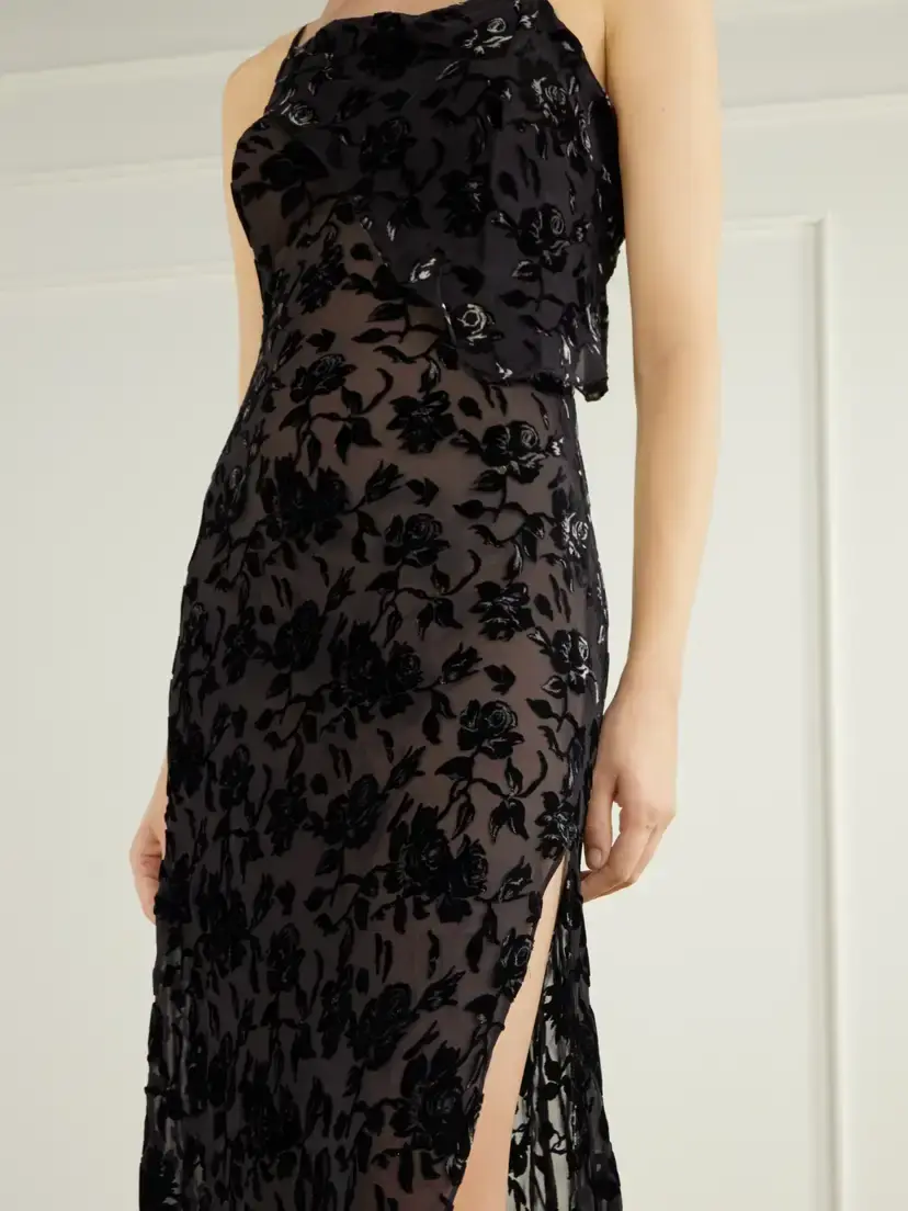 Ann Demeulemeester Aaricia Asymmetric Velvet-devoré Tulle Maxi Dress | Thumbnail 4