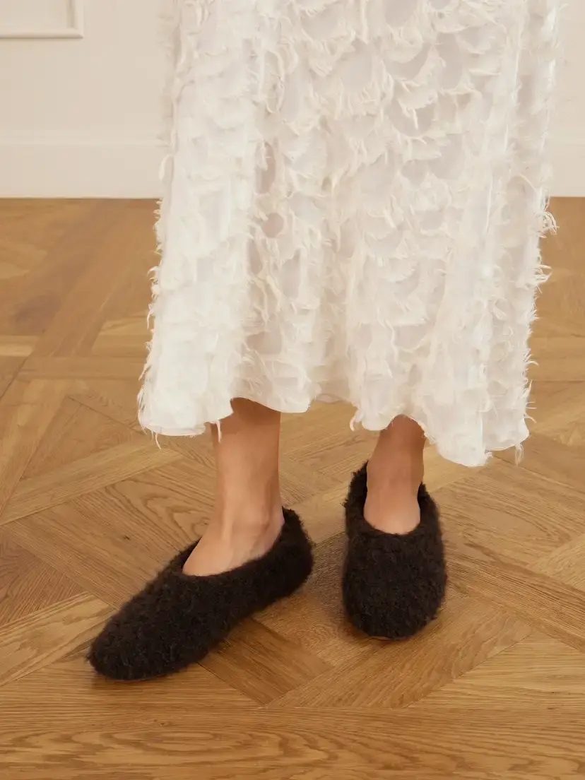 Gabriela Hearst Emperor Leather-trimmed Plush Ballet Flats | Thumbnail 2 Gabriela Hearst Emperor Leather-trimmed Plush Ballet Flats | Thumbnail 2