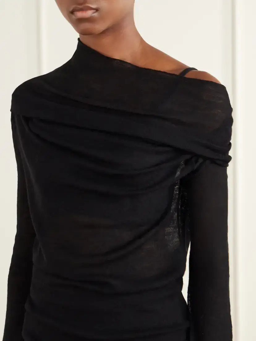 Ann Demeulemeester Tizziana Off-the-shoulder Wool Blouse | Thumbnail 4 Ann Demeulemeester Tizziana Off-the-shoulder Wool Blouse | Thumbnail 4