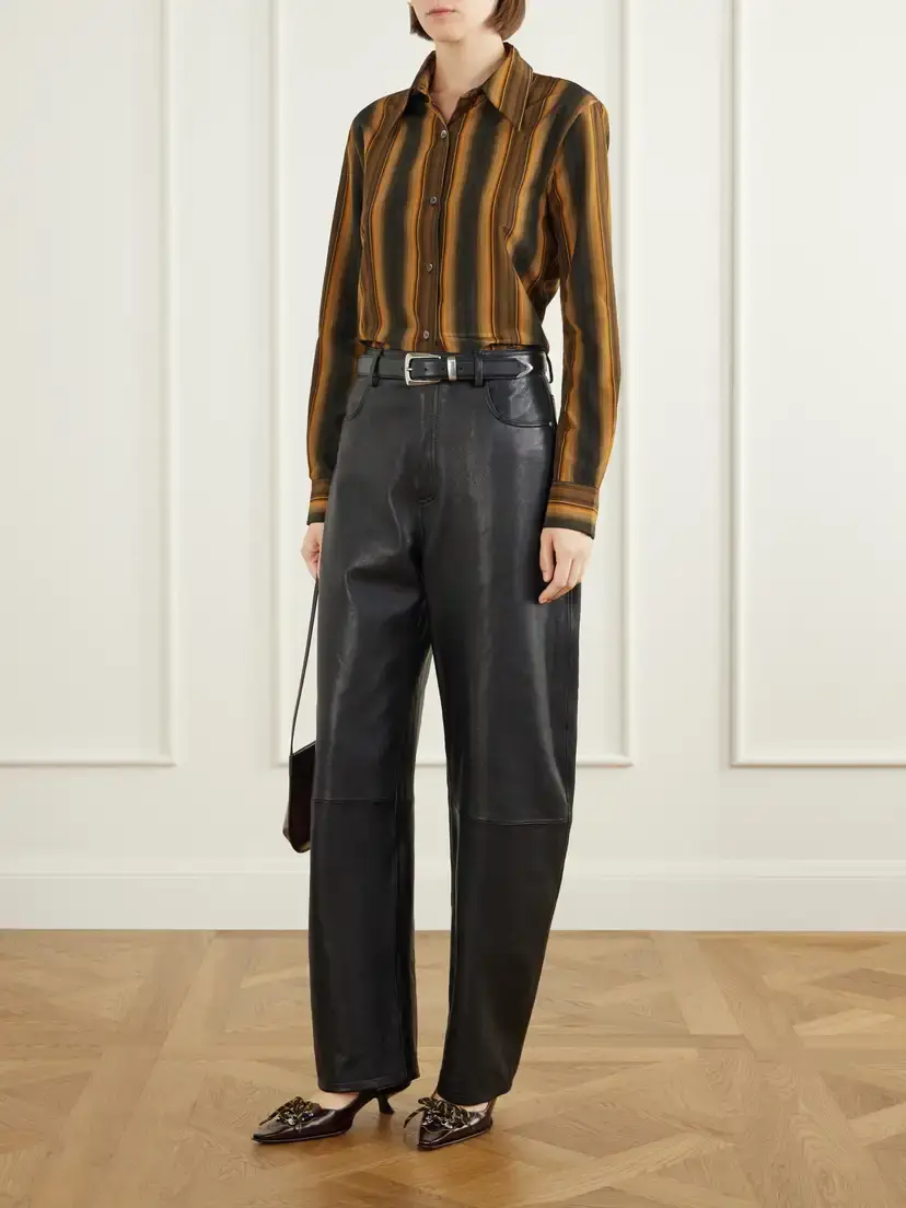 Marni Striped Cotton And Silk-blend Shirt - Orange | Thumbnail 2 Marni Striped Cotton And Silk-blend Shirt - Orange | Thumbnail 2