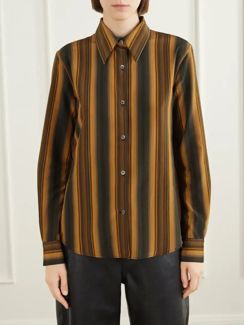 Marni Striped Cotton And Silk-blend Shirt - Orange | Thumbnail 3 Marni Striped Cotton And Silk-blend Shirt - Orange | Thumbnail 3