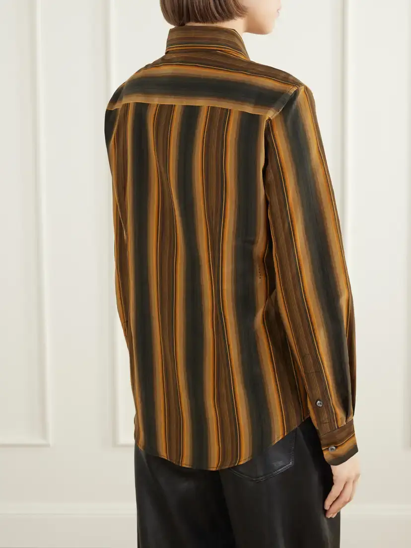 Marni Striped Cotton And Silk-blend Shirt - Orange | Thumbnail 4 Marni Striped Cotton And Silk-blend Shirt - Orange | Thumbnail 4
