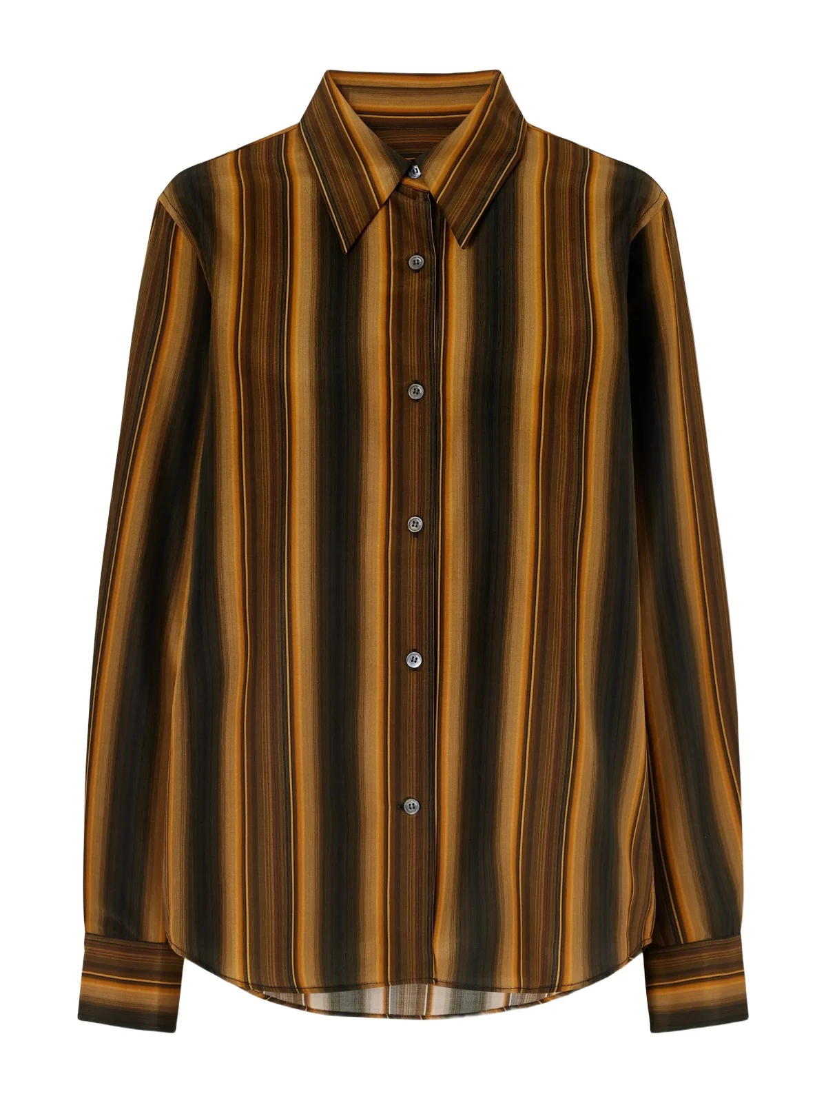 Marni Striped Cotton And Silk-blend Shirt - Orange