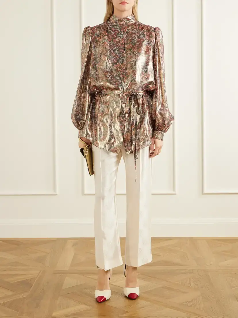 Valentino Garavani Belted Floral-print Silk-blend Blouse | Thumbnail 2 Valentino Garavani Belted Floral-print Silk-blend Blouse | Thumbnail 2