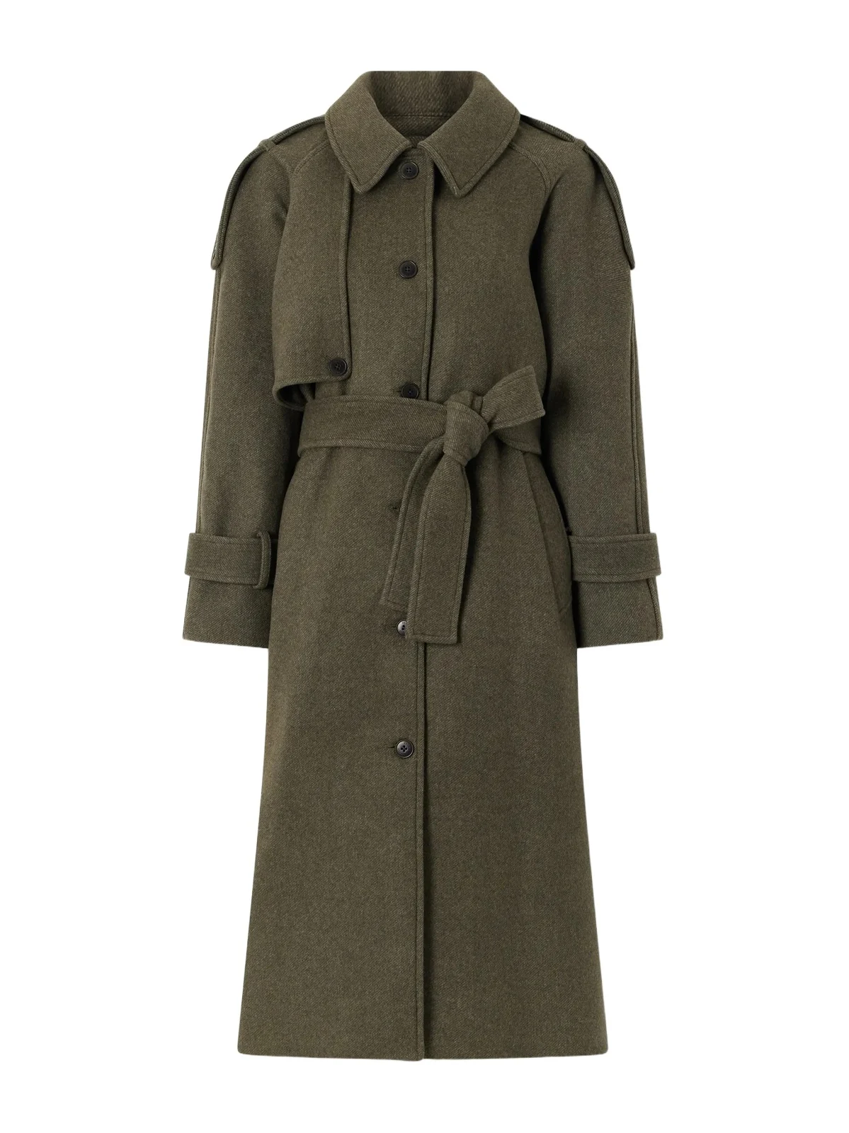 SKALL Manilla Belted Recycled-wool Twill Coat