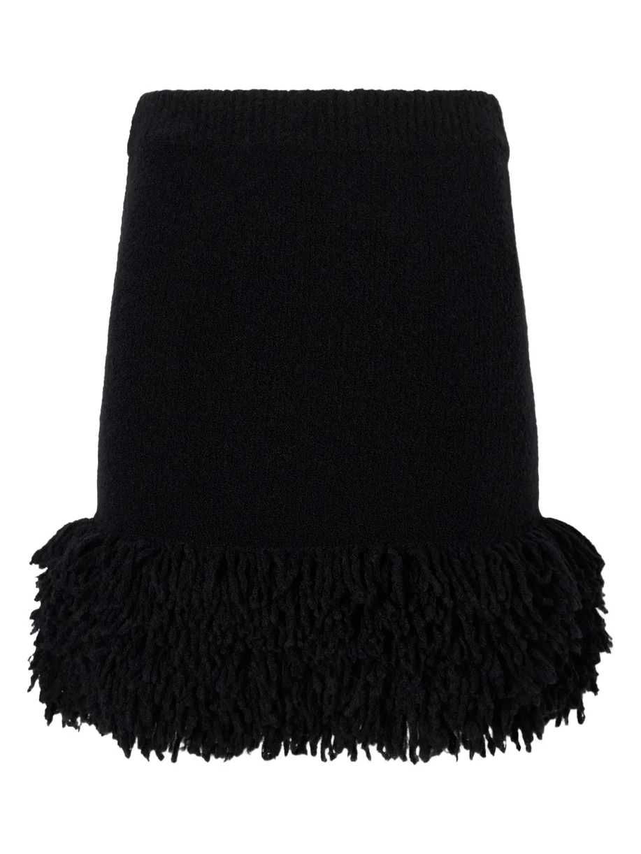 Fringed Wool-blend Mini Skirt