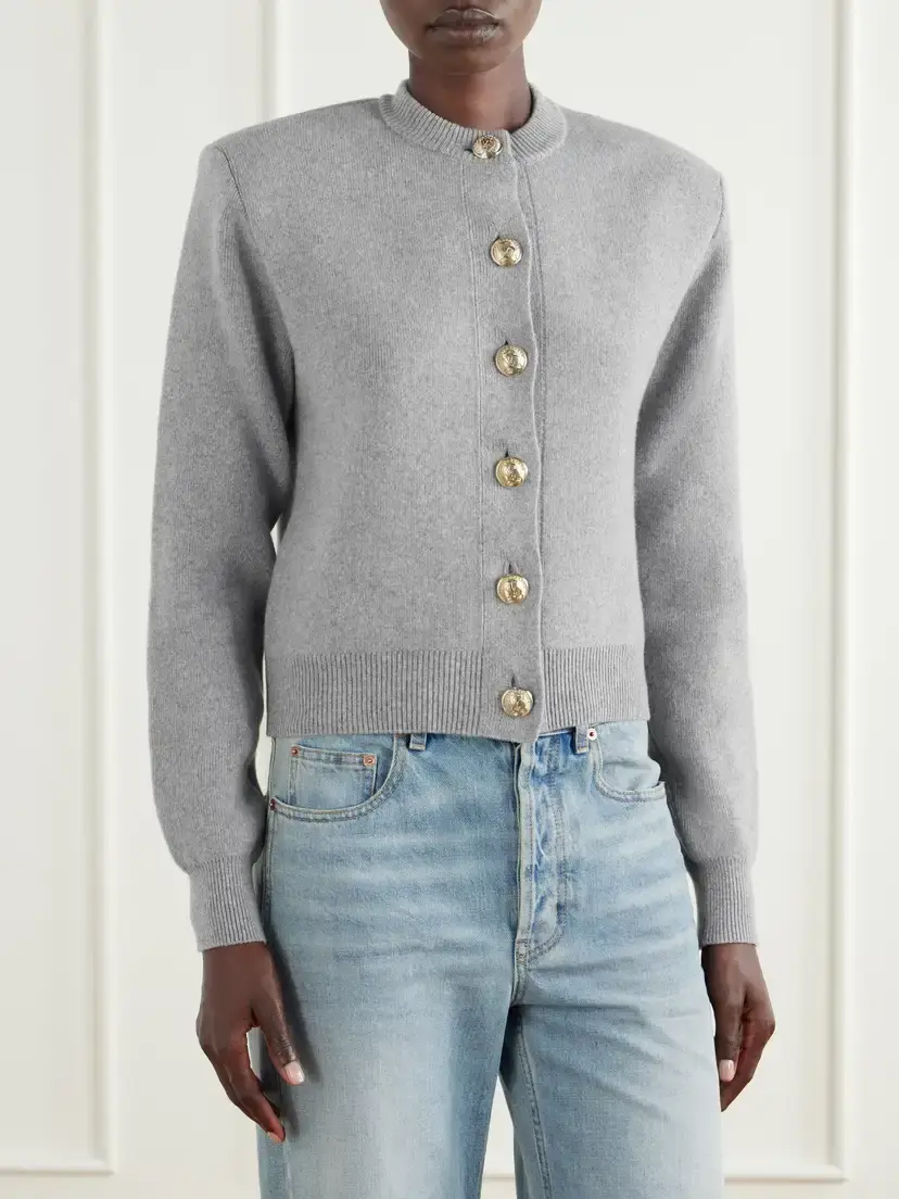 Balmain Merino Wool And Cashmere-blend Cardigan - Gray | Thumbnail 3 Balmain Merino Wool And Cashmere-blend Cardigan - Gray | Thumbnail 3