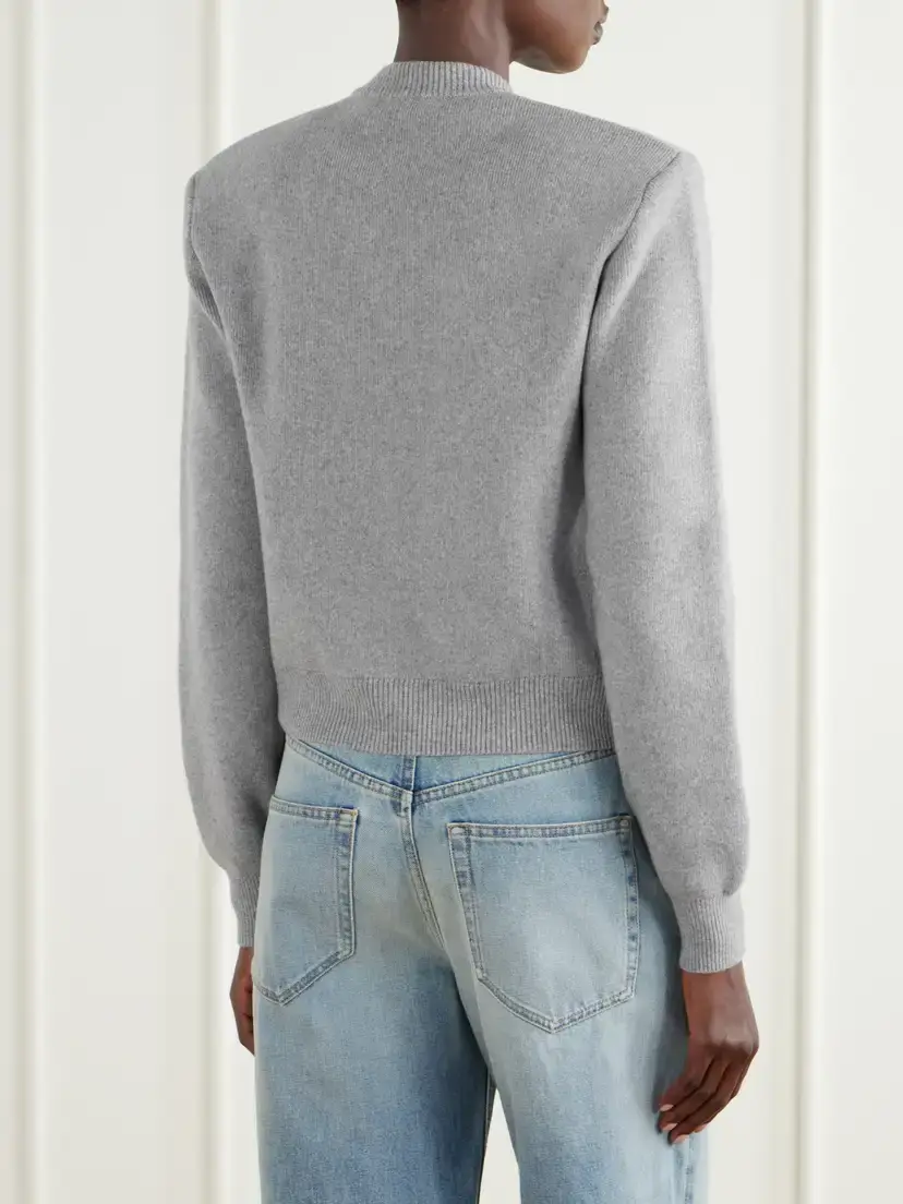 Balmain Merino Wool And Cashmere-blend Cardigan - Gray | Thumbnail 4 Balmain Merino Wool And Cashmere-blend Cardigan - Gray | Thumbnail 4