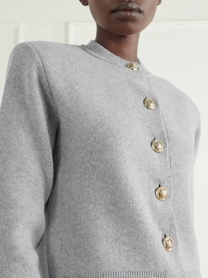 Balmain Merino Wool And Cashmere-blend Cardigan - Gray | Thumbnail 5 Balmain Merino Wool And Cashmere-blend Cardigan - Gray | Thumbnail 5