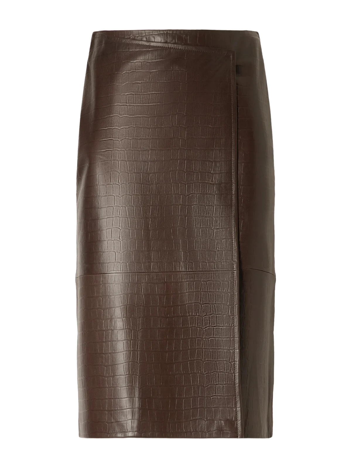 Nour Hammour Origami Croc-effect Leather Midi Wrap Skirt