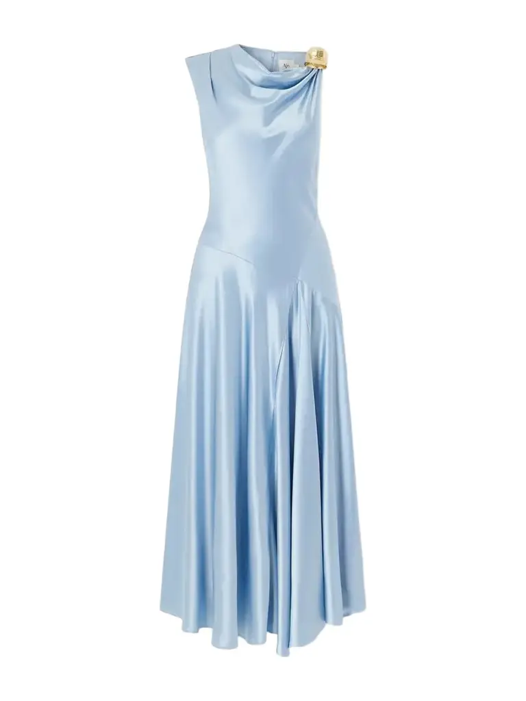 Aje Siren Embellished Satin Maxi Dress