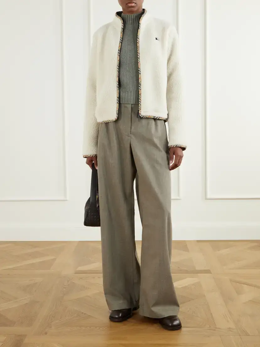 Burberry Check-trimmed Wool-blend Plush Jacket | Thumbnail 2 Burberry Check-trimmed Wool-blend Plush Jacket | Thumbnail 2