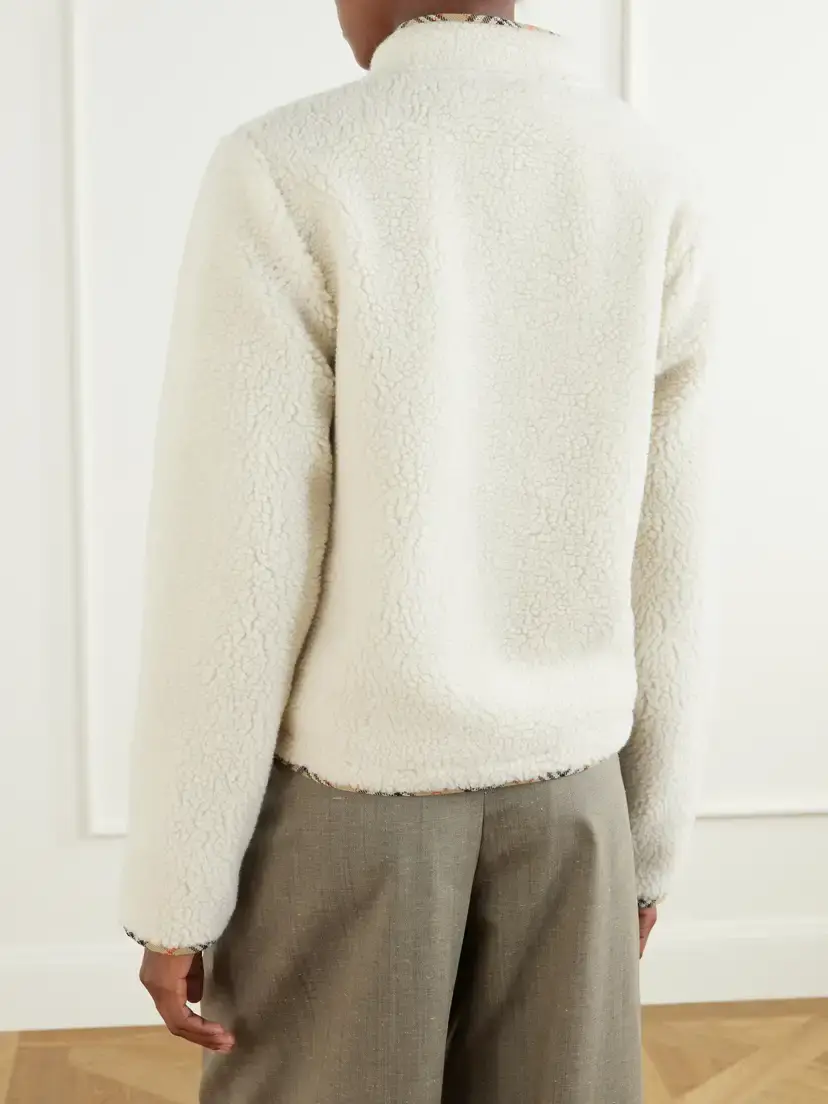 Burberry Check-trimmed Wool-blend Plush Jacket | Thumbnail 4 Burberry Check-trimmed Wool-blend Plush Jacket | Thumbnail 4