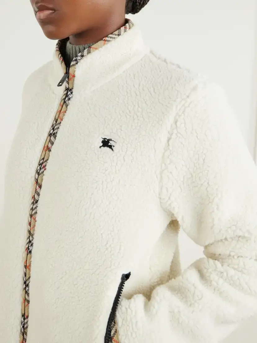 Burberry Check-trimmed Wool-blend Plush Jacket | Thumbnail 5 Burberry Check-trimmed Wool-blend Plush Jacket | Thumbnail 5