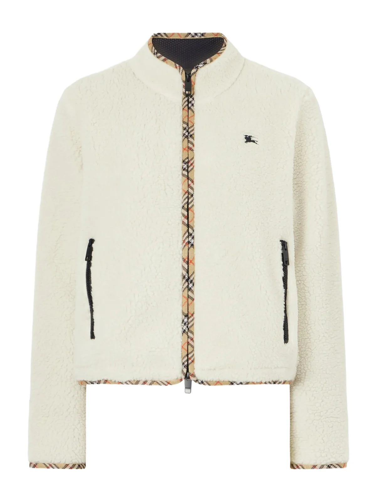 Check-trimmed Wool-blend Plush Jacket Check-trimmed Wool-blend Plush Jacket