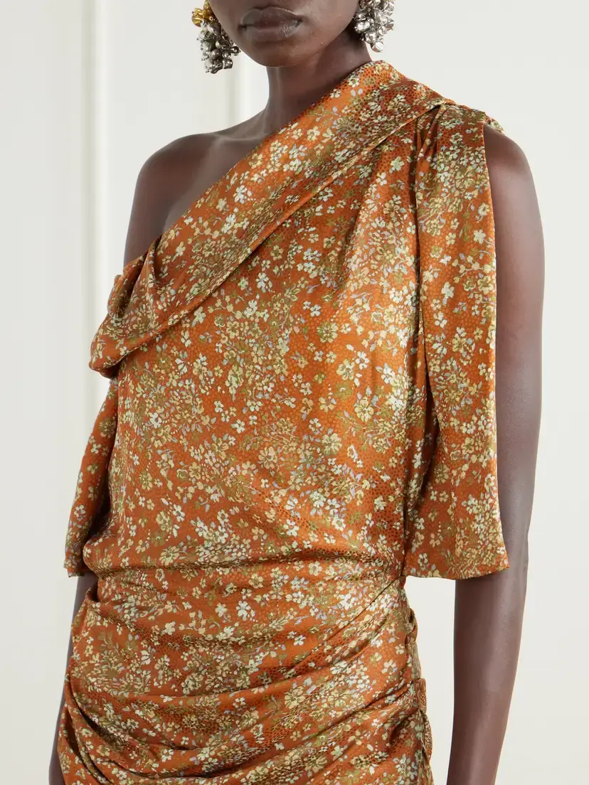 Dries Van Noten One-shoulder Gathered Floral-print Crepe Midi Dress | Thumbnail 4 Dries Van Noten One-shoulder Gathered Floral-print Crepe Midi Dress | Thumbnail 4