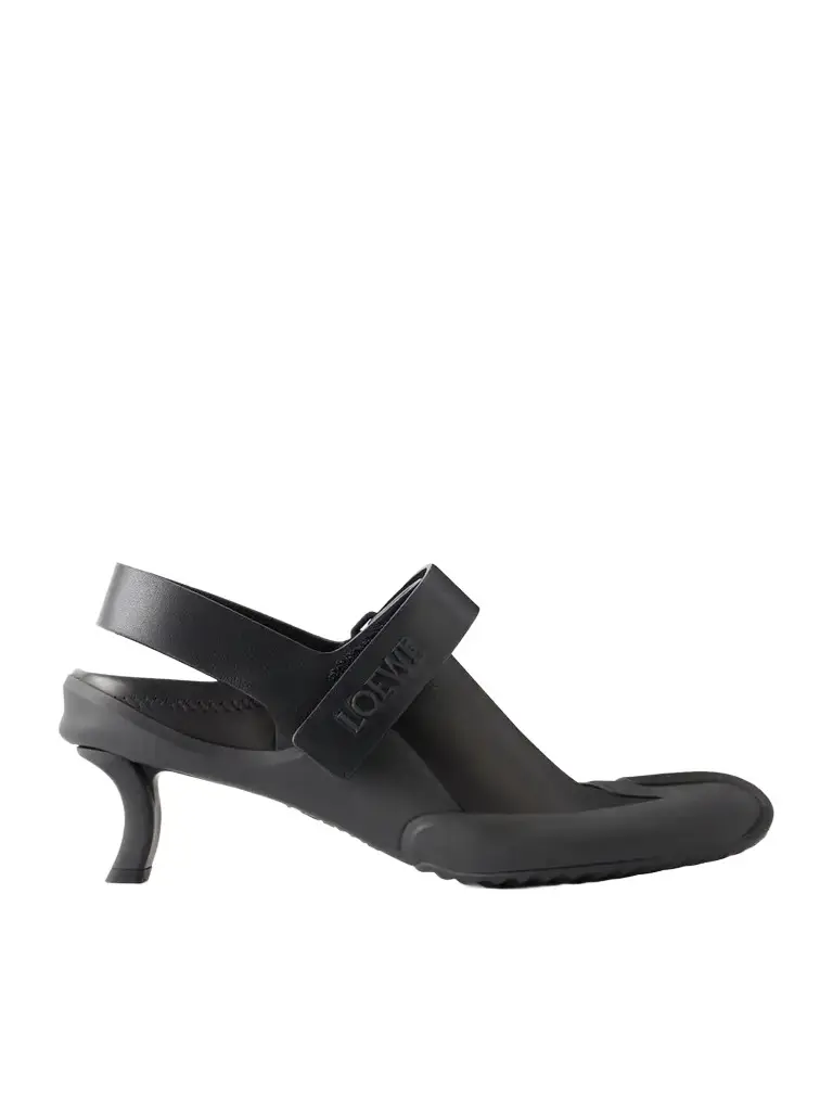 Loewe Dive 45 Logo-detailed Rubber-trimmed Leather Slingback Pumps | Image 1 Loewe Dive 45 Logo-detailed Rubber-trimmed Leather Slingback Pumps | Image 1