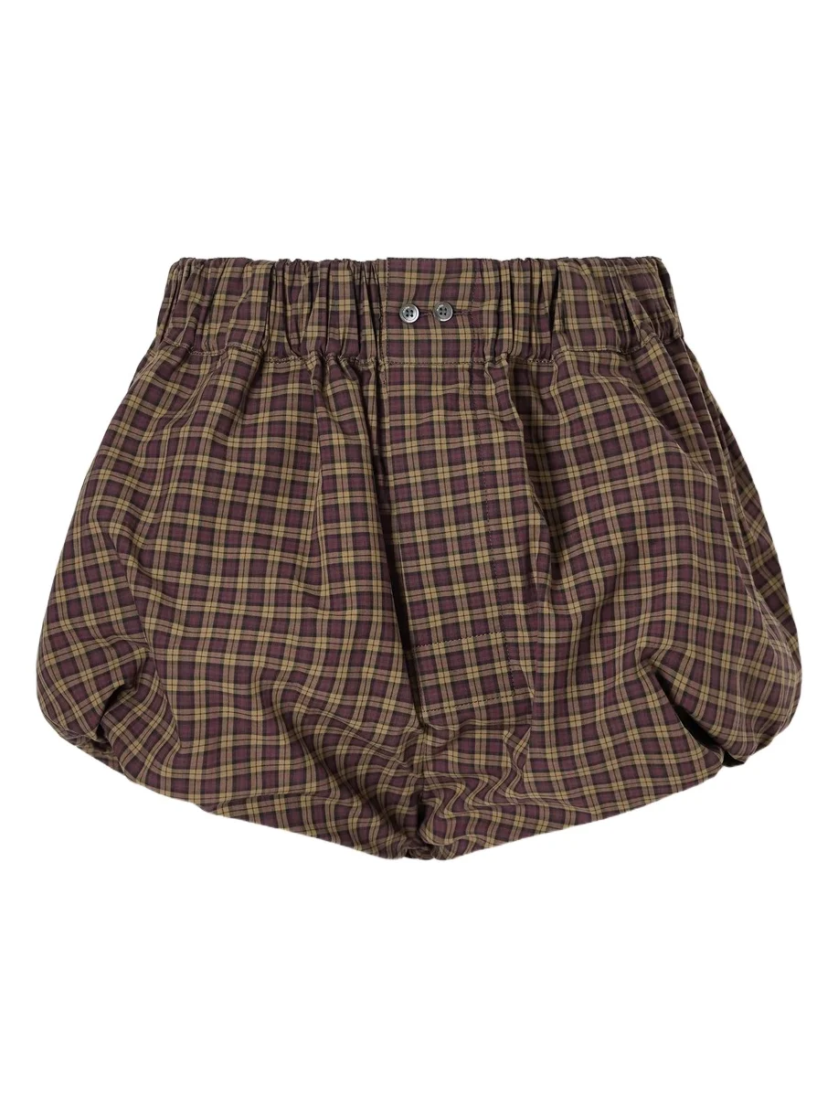 Checked Cotton Mini Shorts