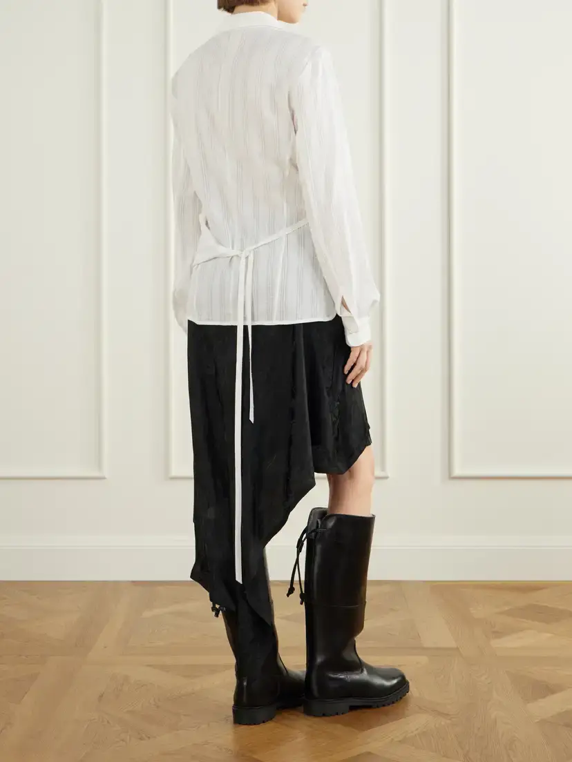 Ann Demeulemeester Alba Wrap Openwork-stripe Cotton Shirt | Thumbnail 4 Ann Demeulemeester Alba Wrap Openwork-stripe Cotton Shirt | Thumbnail 4