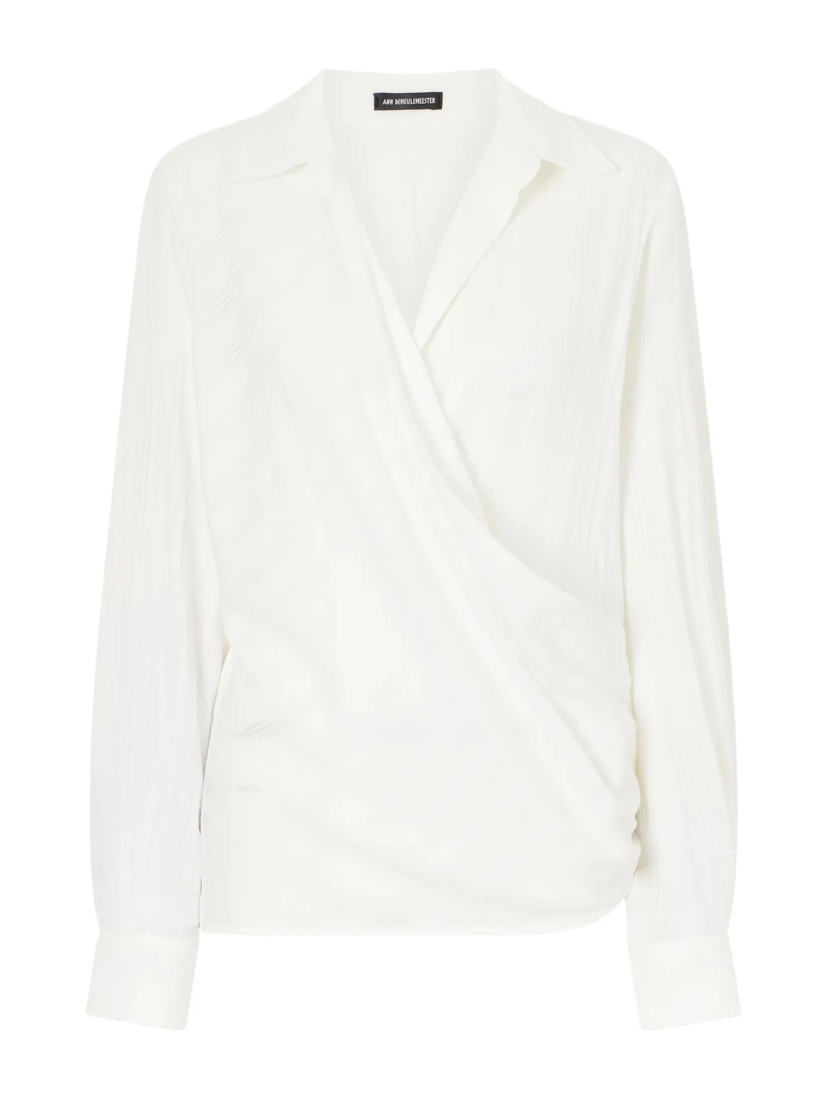 Ann Demeulemeester Alba Wrap Openwork-stripe Cotton Shirt