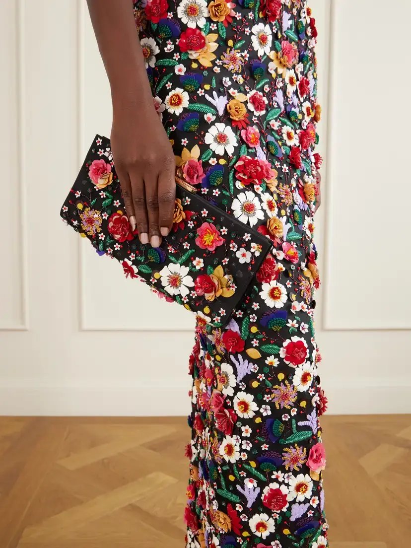 Carolina Herrera Pats Floral-embellished Silk-faille Clutch | Thumbnail 2 Carolina Herrera Pats Floral-embellished Silk-faille Clutch | Thumbnail 2