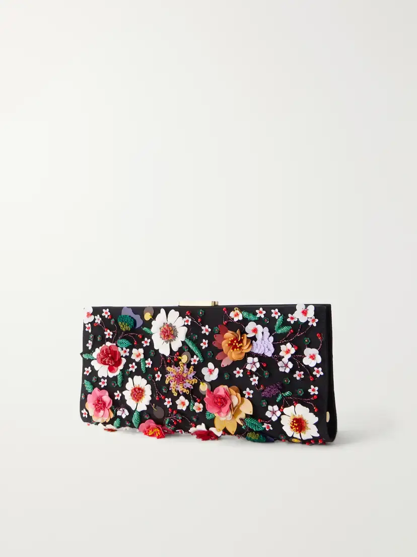 Carolina Herrera Pats Floral-embellished Silk-faille Clutch | Thumbnail 4 Carolina Herrera Pats Floral-embellished Silk-faille Clutch | Thumbnail 4
