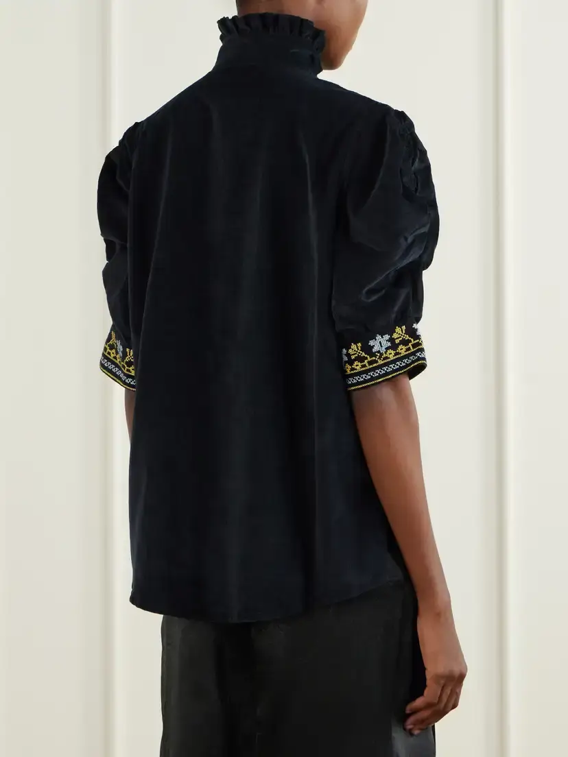 Thierry Colson Vita Embroidered Cotton And Wool-blend Corduroy Blouse | Thumbnail 3 Thierry Colson Vita Embroidered Cotton And Wool-blend Corduroy Blouse | Thumbnail 3